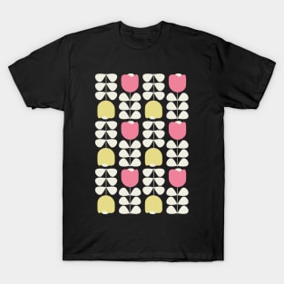 Retro Geometric Floral Pattern 1 in Yellow, Pink, Cream T-Shirt